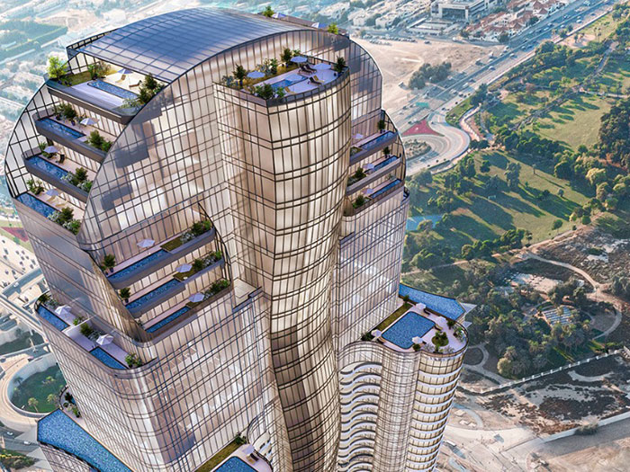 برج الحبتور با طراحی منحصربه‌فرد خود یکی از زیباترین شاهکارهای معماری دبی است که با دقت در جزئیات ساخته شده تا ترکیبی از لوکس‌بودن، فناوری و آسایش را ارائه دهد.