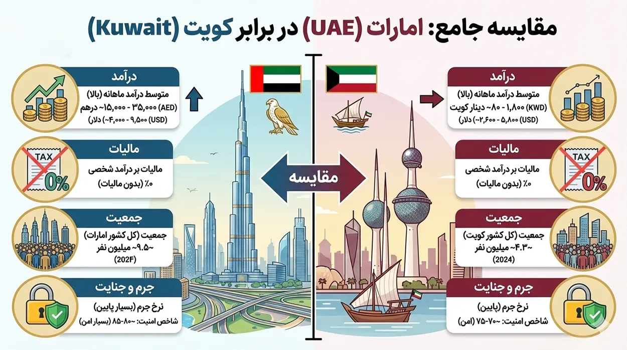 اینفوگرافیک دبی یا کویت