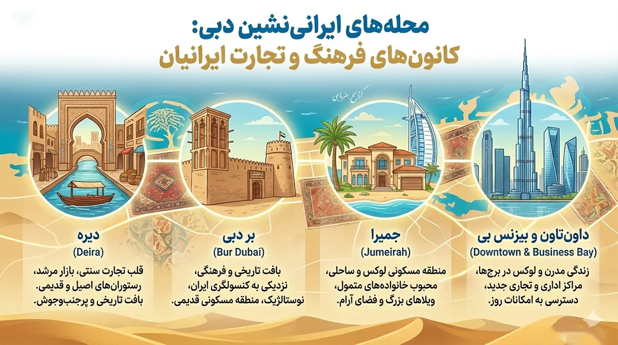 اینفوگرافیک محله های ایرانی نشین امارات