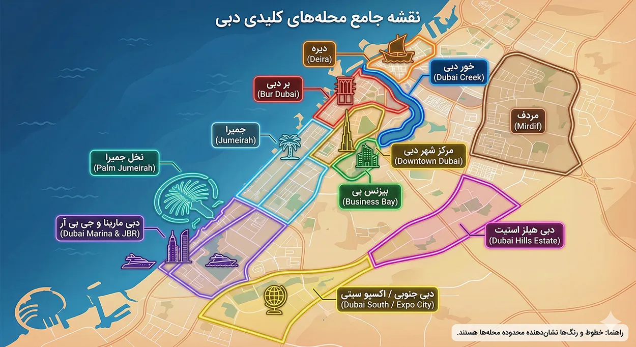 نقشه محله های دبی